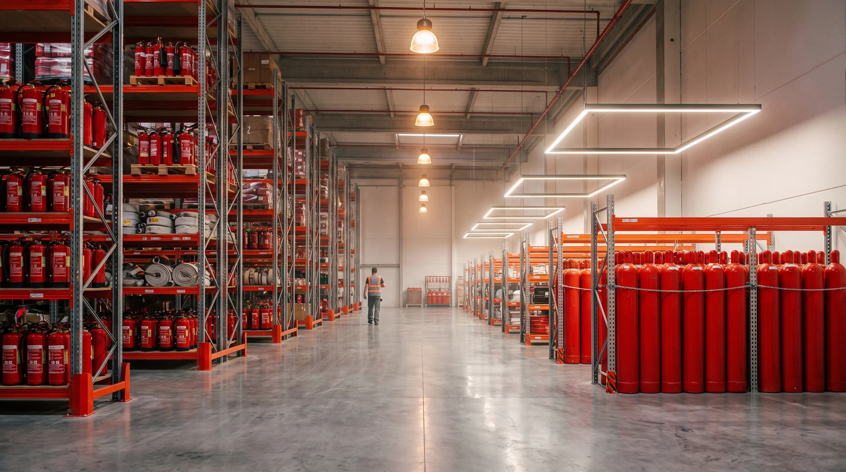 Bodega de Soluciones Industriales en Protección con stock de equipos contra incendio